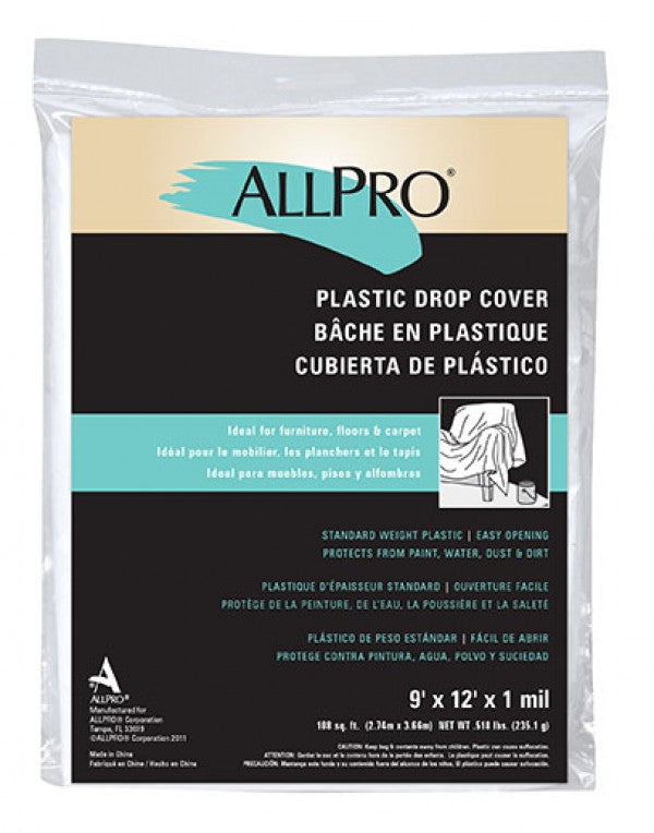 A-P Dropcloth - Plastic 1 mil embossed - 9' x 12'